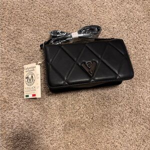 Valentino Orlandi Black Quilted Vegan Leather Clutch